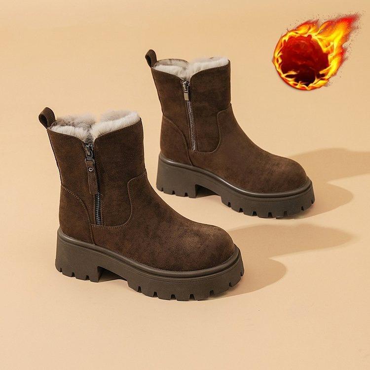 

Thick-soled Snow Boots, Fleece and Thickened New Cotton Shoes, Women s Anti-slip Boots 40 кавовий
