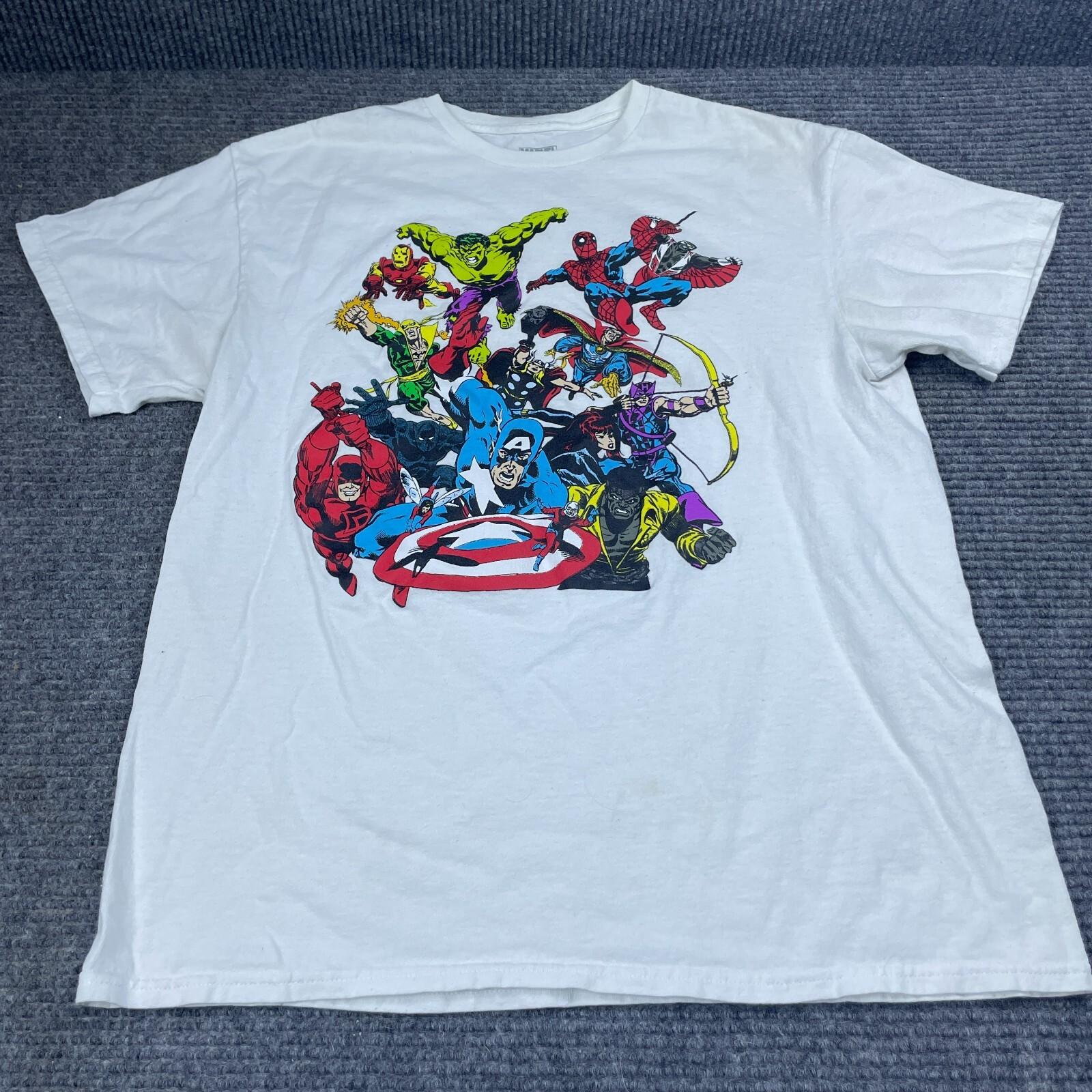 Marvel Avengers men s White Large T-shirt SpiderMan Hulk Short Sleeve S