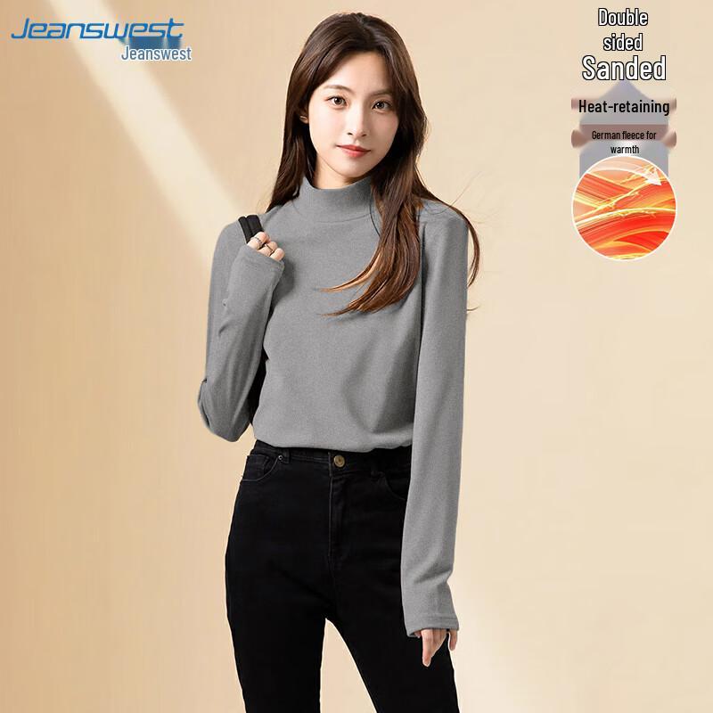 Jeanswest Women s Thermal Half-High Collar Slim-Fit T-Shirt L