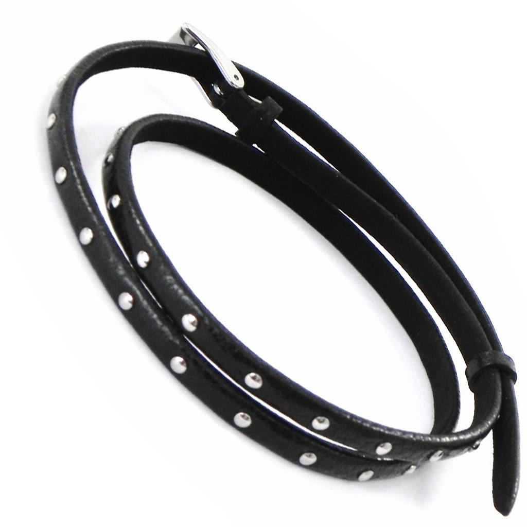 Les Trésors De Lily [I8064] - Silver Black 'Peaceful' Leather Steel Bracelet - 5 Mm
