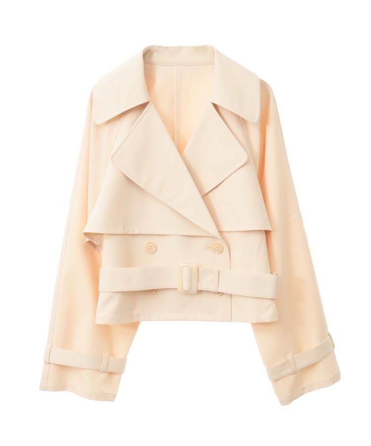 

music Outerwear Back Flare Short Trench Coat for Light Beige [earth & ecology] Women,