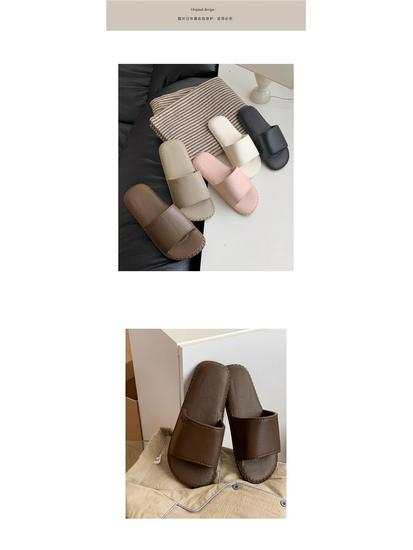 Retro Leather-Texture Summer Slippers for Men and Women - Lightweight, Cool, Casual Home Wear, In Stock