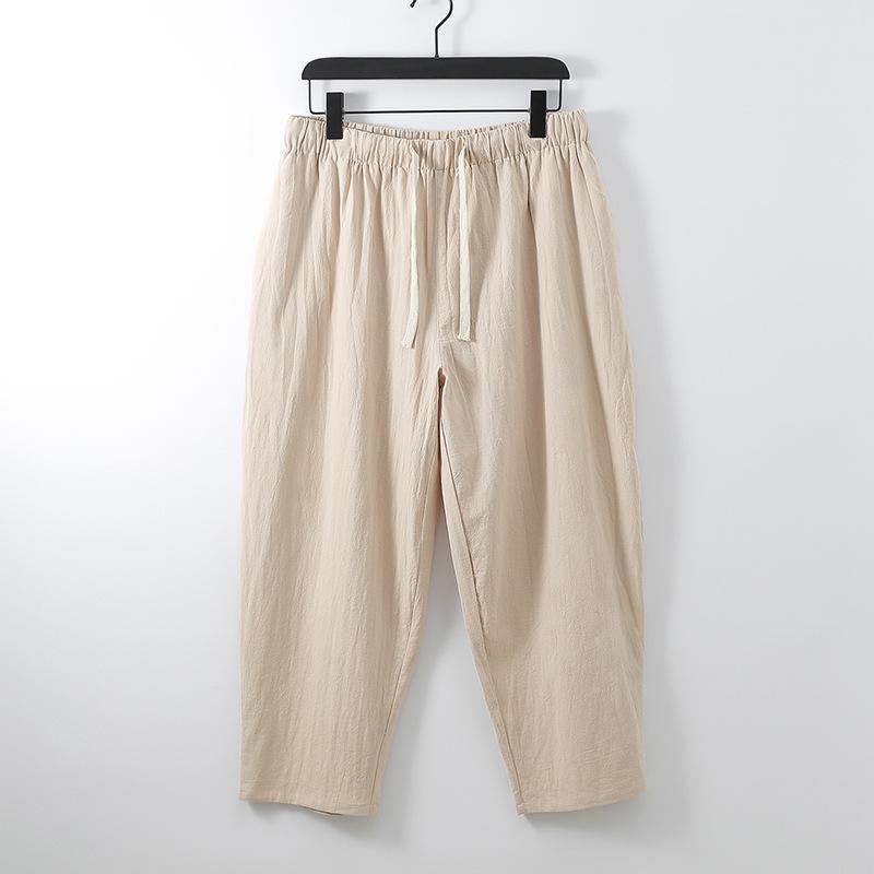 Men's Spring and Summer Breathable Cotton Nine-quarter Pants Loose Large Size Leisure Nine-quarter Pants