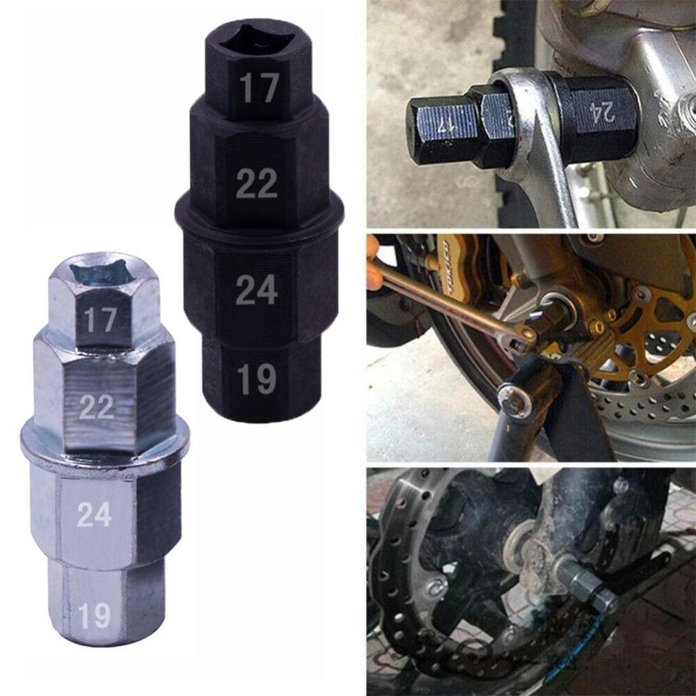 17 19 22 24mm Front Wheel Axle Removal Tool 4-In-1 Repair Wrench Durable Hex Key Socket