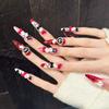 Long Stiletto Press On Nails French Tip Fake Nails False Nails with Designs Reusable Almond Nail Press Ons Sparkly Acrylic Artificial Nails for Women