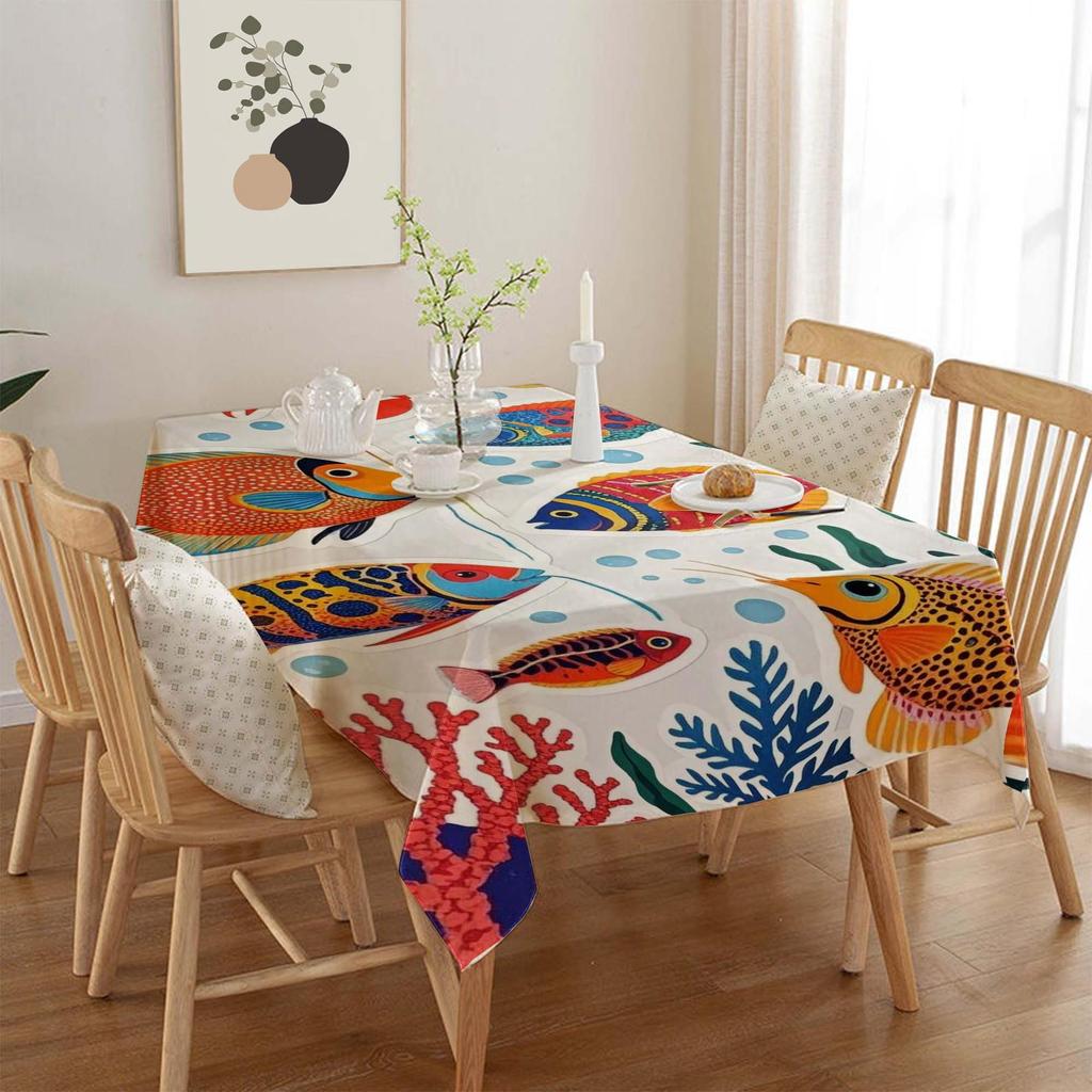 Ocean Series Polyester Tablecloth: European Style Dining & Festival Decor for Home and Hotel.