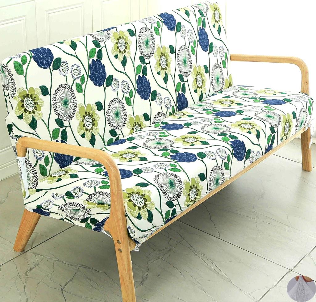 Printing Armless Futon Covers Stretch Futon Couch Cover Folding Sofa Bed Slipcover Furniture Protector with Elastic Bottom