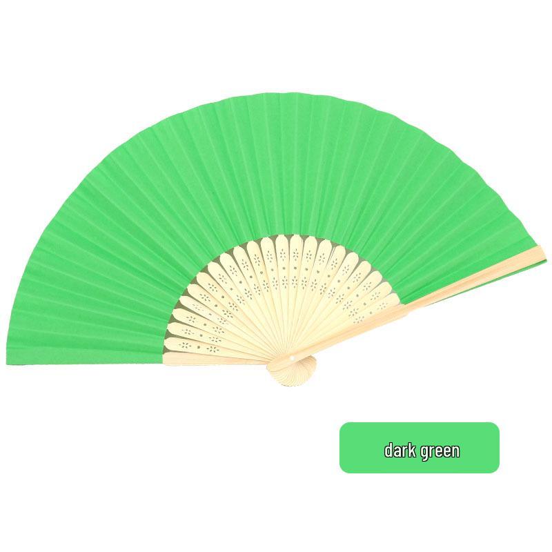 Solid Color Bamboo Folding Fan for DIY Crafts - Children's Kindergarten Material, Customizable with Logo or Text