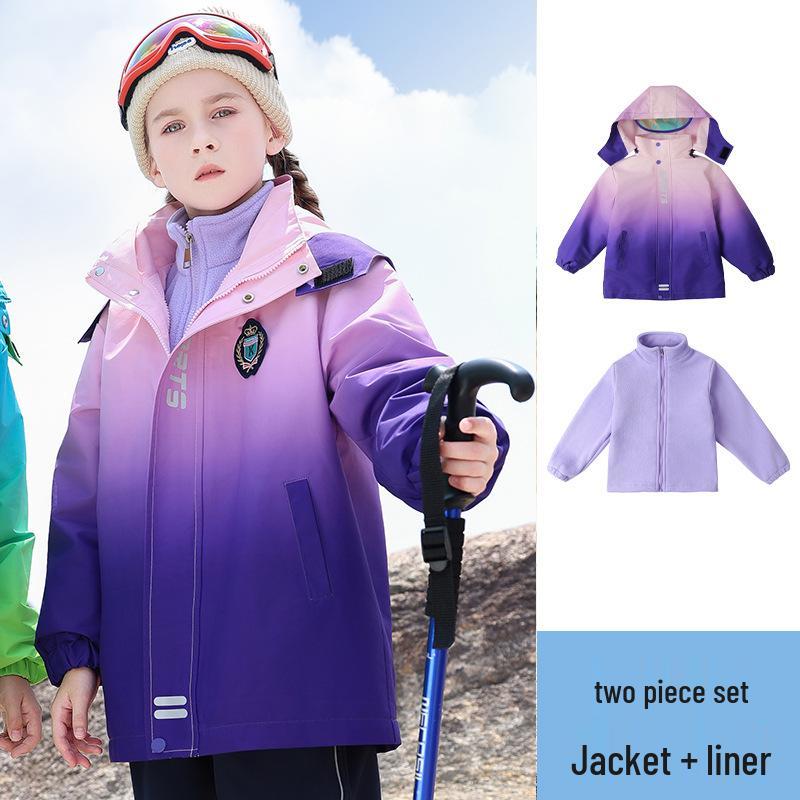 Autumn/Winter School Uniform Set: Velvet-Enhanced Windbreaker & Kindergarten Three-Piece Set