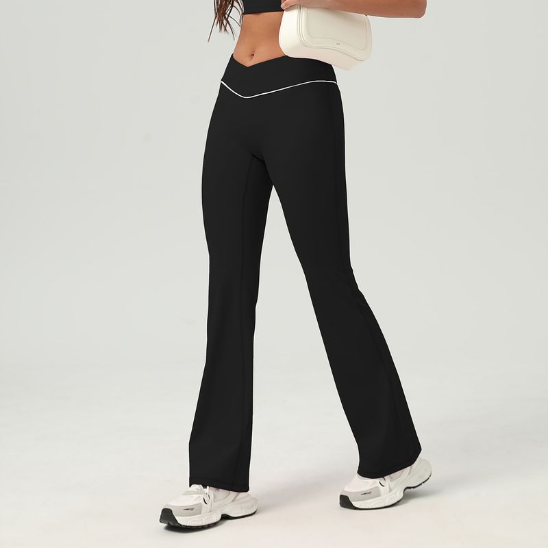 

Export New Tight-Fitting Quick-Drying High Waist Hip Lift Yoga Pants Running Fitness Wide-Leg Bell-Bottoms Casual Sports Trousers Pants Black XL (62.50 kg-67.50 kg recommended