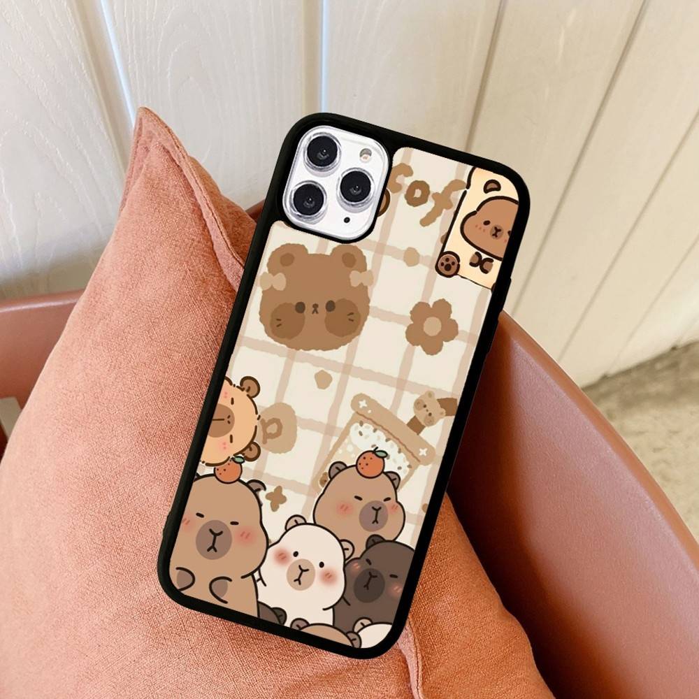 Cute Capybara Phone Case For IPhone 17 16 Pro Max Air 13 12 Mini 14 15 Plus 11 PC+TPU Back Cover