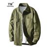 TW Spring and Autumn American Vintage Cargo Shirts Jacket Men's Loose Fat Man Plus Size Top Thin Outerwear Pure Cotton