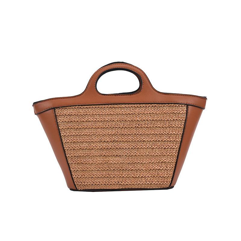 Retro Portable Fur Bag Substitute Vegetable Basket Bag Imitation Straw Pattern Women's Bag Handbag Dealer