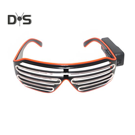 Óculos de sol de LED com fio de El, óculos de sol de neon para festa de rave, óculos de sol com obturador piscante, fantasias brilhantes de DJ para festivais de música dos anos 80