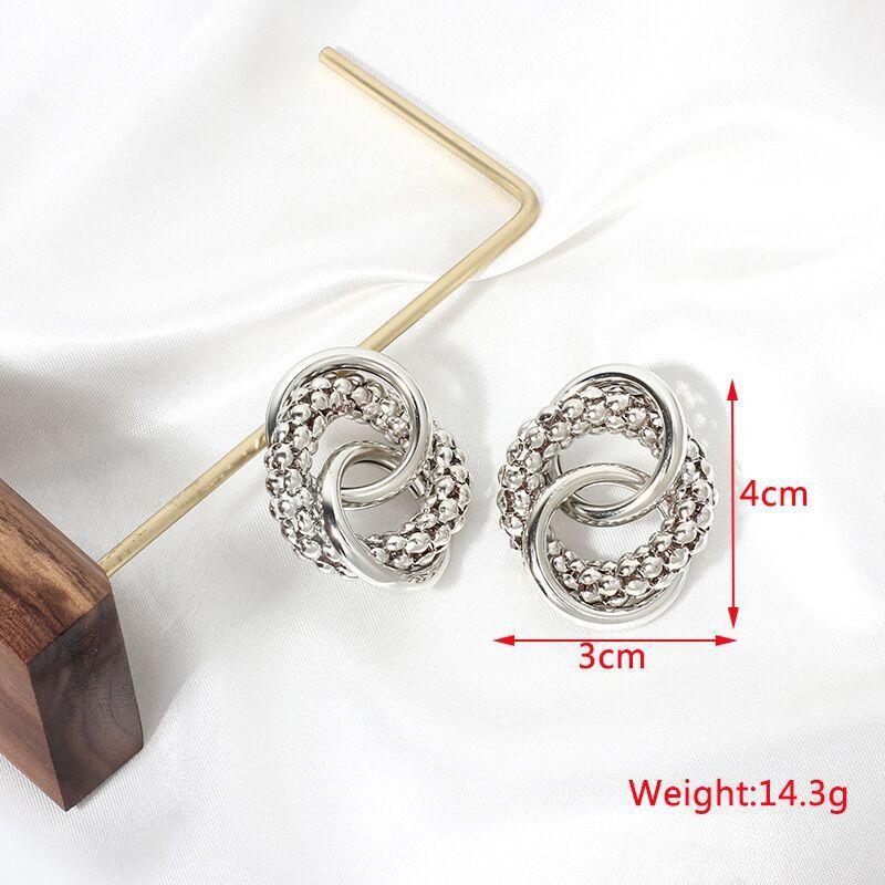 New Fashion Twist Dangle Earrings for Women Exaggerated Gold Color Metal Wrap Earrings European Ear Zircon oorbellen