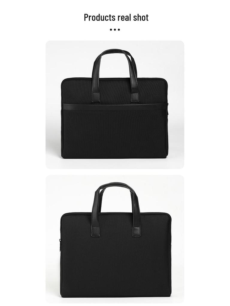 Men's Oxford Cloth A4 Zippered Document Briefcase & Tote Bag with Logo