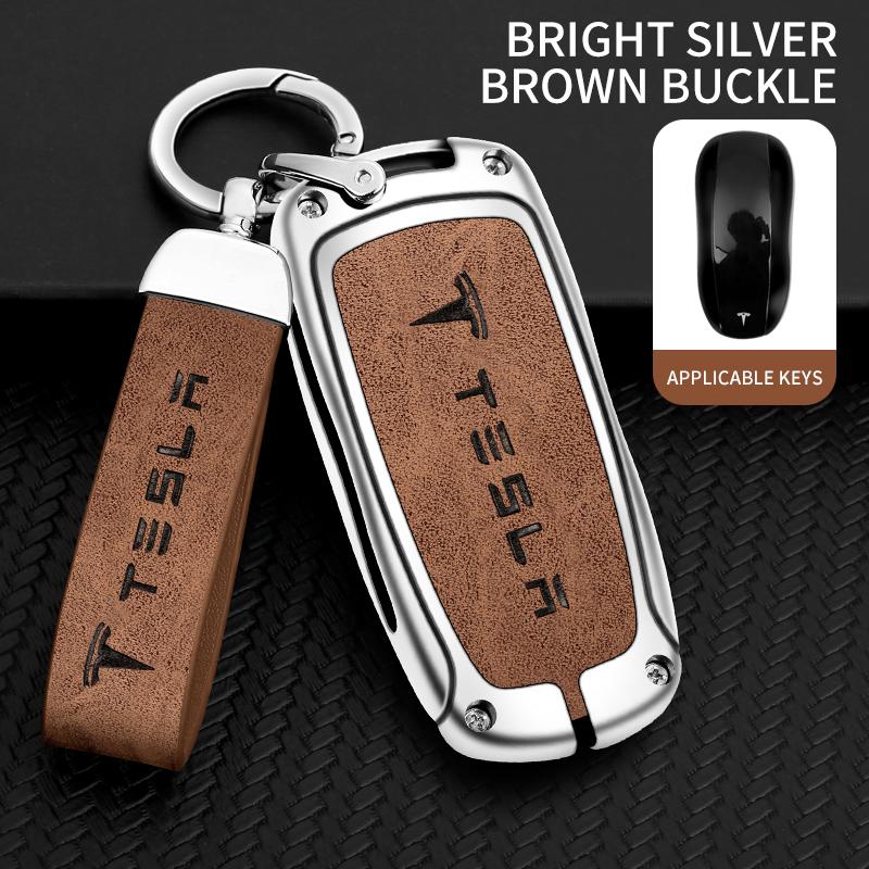 AAAIU1 Zinc Alloy Car Fob Smart Remote Key Case Cover Holder For Tesla Model 3 Model S Model Y Model X Protector Keychain Accessories