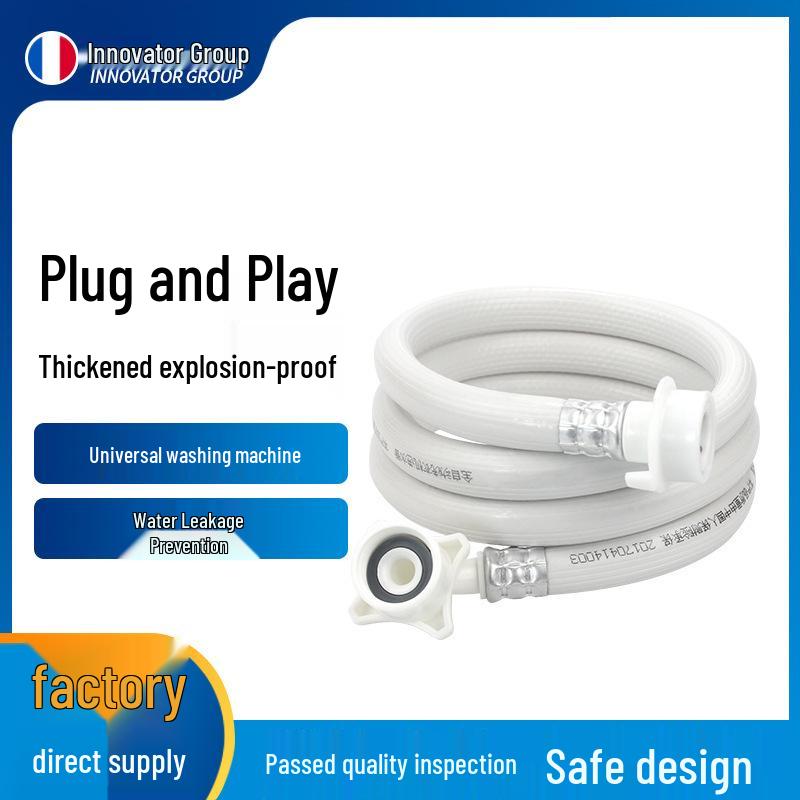 Universal Explosion-Proof Washing Machine Water Inlet Hose with Soft Extension and Connector Fittings