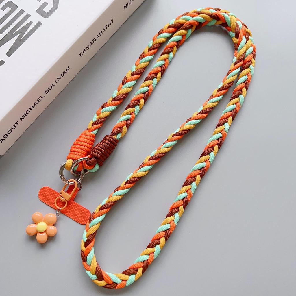 Trendy Multicolor Adjustable Crossbody Phone Lanyard - Thick Braided Anti-Drop Chain