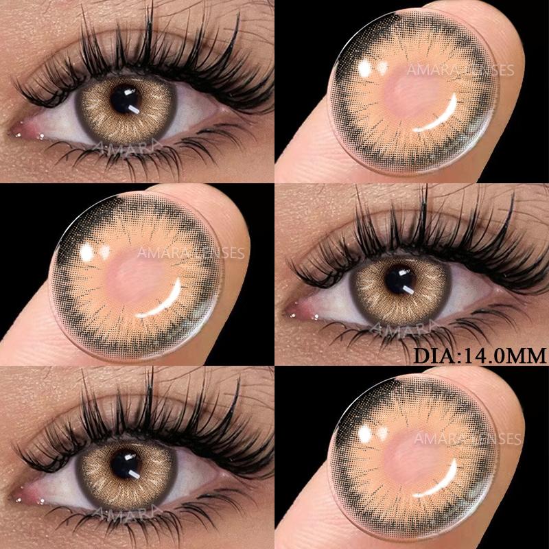 AMARA 1 Pair Natural Brown Big Eyes Contacts Cosmetics Green Eye Color Lens Gray Lenses for Woman