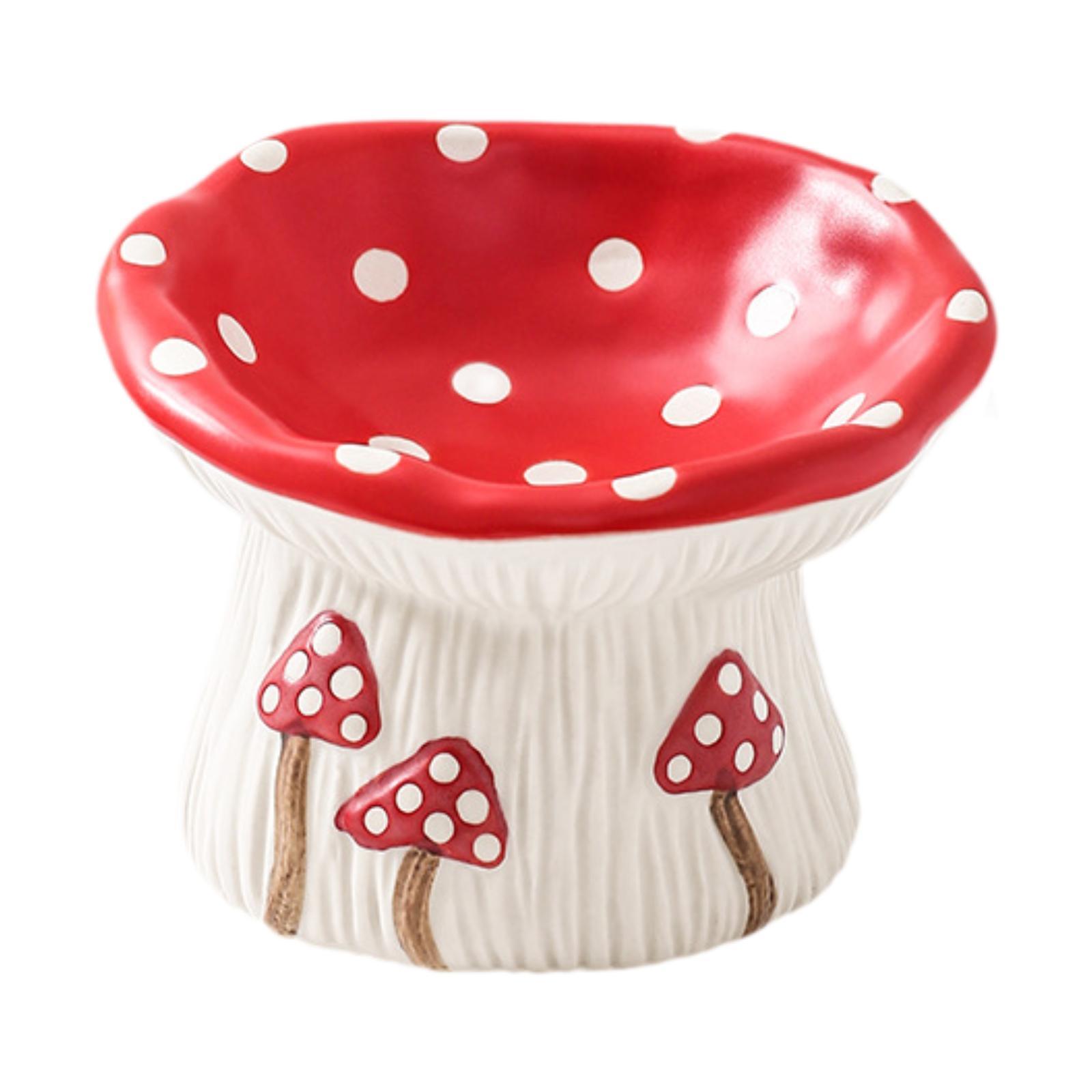 

Ceramic Cat Bowl Elevated Tilted Mushroom Shaped Non Slip Feeder Dish Whisker Friendly Bowl for Indoor Cats Use