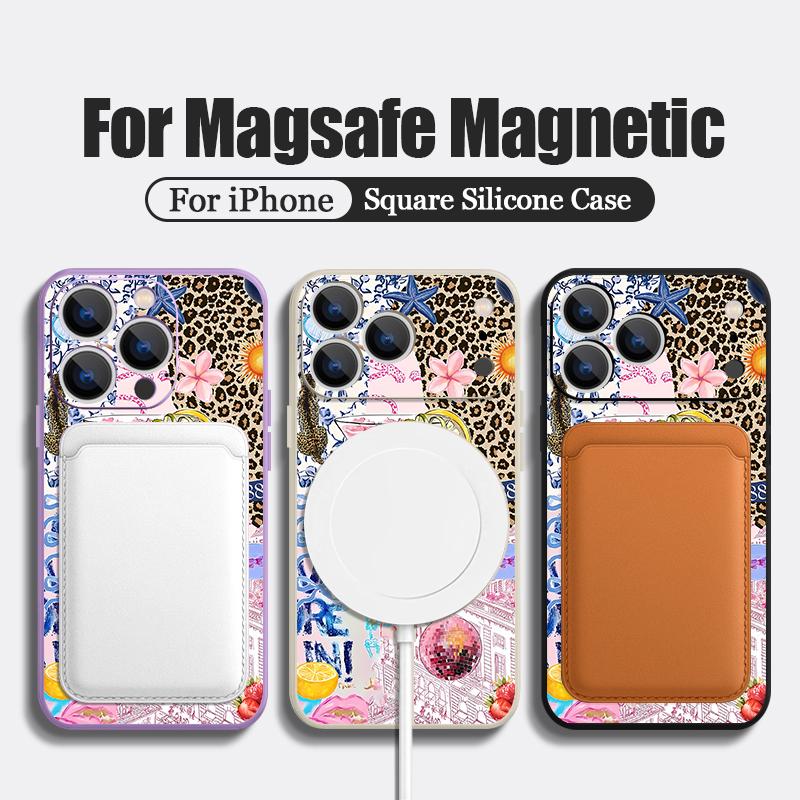 For iPhone 17 Pro Max Case Pink Goblet Bowknots Disco Ball Magnetic For Magsafe Silicone Cover For iPhone 16 Pro Max Funda iPhone 15 14 13 12 11 16E