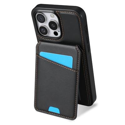 For iPhone 15 Pro Max Case Compatible with MagSafe Detachable Card Holder Kickstand Leather Phone Back Cover