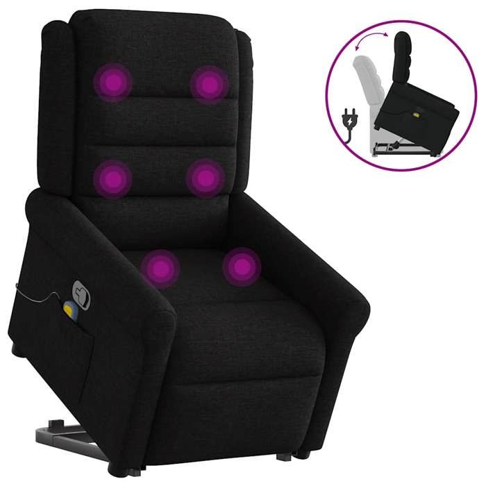 VidaXL Reclining Massage Armchair Black Fabric 3303326