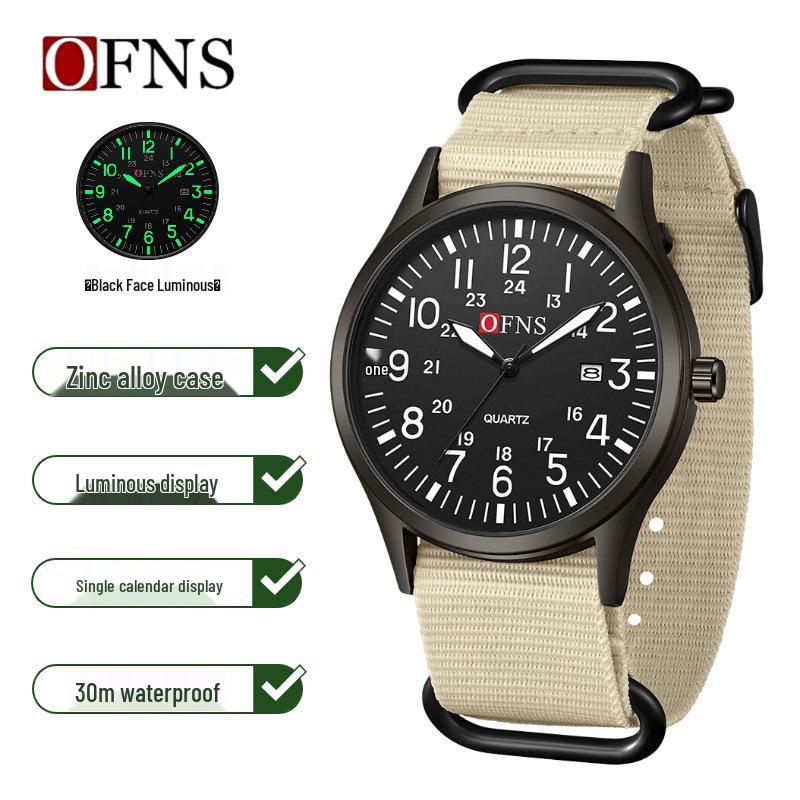 OFNS Unisex Quartz Exam Watch: Simple, Waterproof, Calendar, Fluorescent.