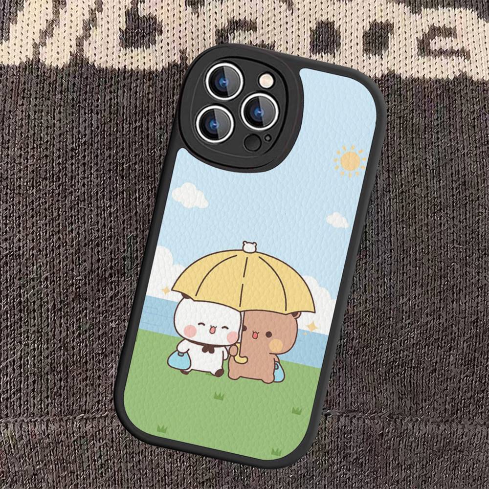 Cute Cartoon Bubu Dudu Phone Case for iPhone 16 15 14 13 Pro Max 11 12 Plus Leather Silicone Cover