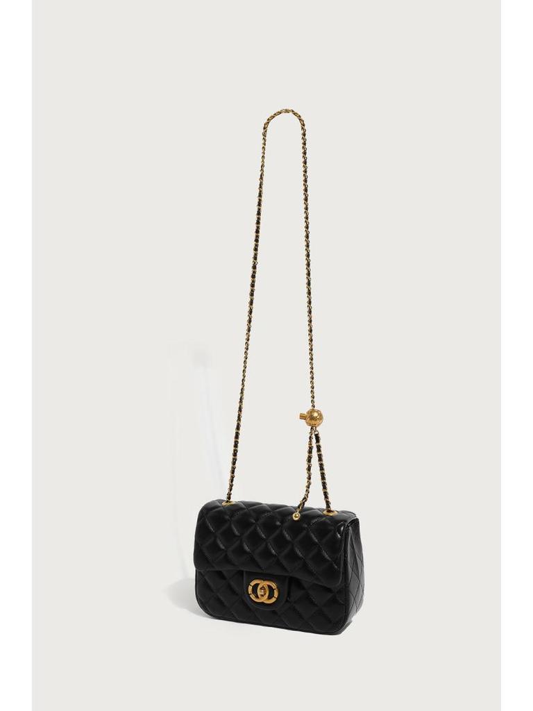 Women's Quilted Chain Crossbody Bag with Golden Ball - Trendy Small Square Design for Summer