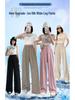 Ice Silk Women's High-Waist Pleated Wide-Leg Pants for Spring, Summer, and Autumn.