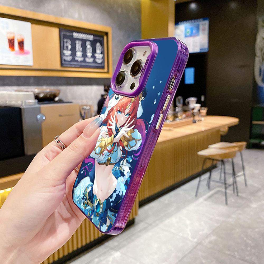 Spiel GI Nilou Lila Transluzente Handyhülle für iPhone 17 16 15 14 13 12 11 X XR XS 8 7 Air Pro Max Plus Bunte Hülle