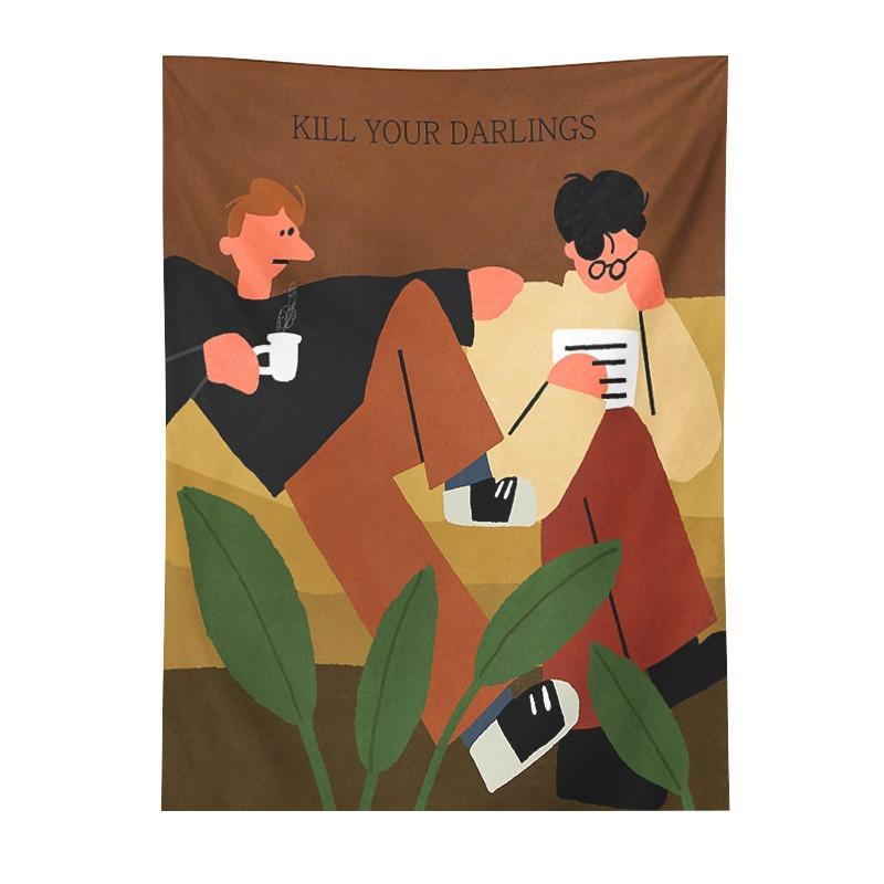 Abstract Style Character Background Hanging Cloth Home Wall Decoration Tapestry Office Living Room Tapestry