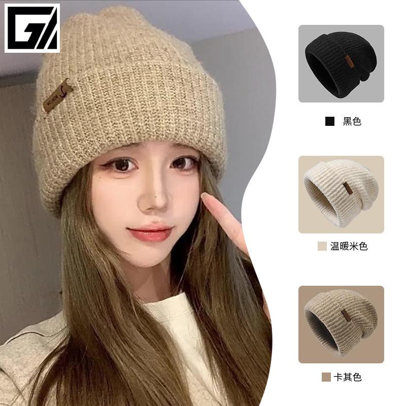 Japanese wool hat women's autumn and winter big head circumference 2025 new ear protection knitted hat warm pile cold hat shows small face