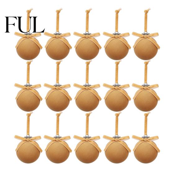 Retro Christmas Baubles with Bows 15Pcs Flocking Ball Hanging Ornaments Bow Decor, Flocked Tree Velvet Balls Bubbles for Holiday Home Decoration,