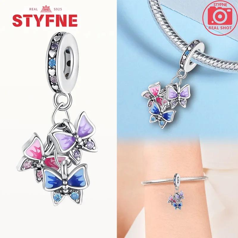 Newcopperforever Sister Love Colorful Butterfly Charm Bead Fit Original Bracelet Diy Fine Jewelry Gifts For Women