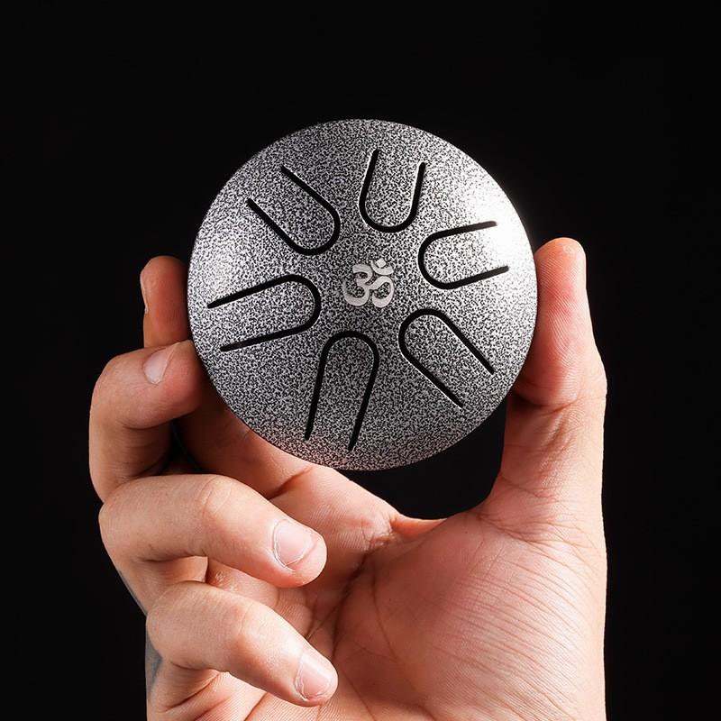 Hluru 3 Inch Steel Tongue Drum Mini Glucophone for Kids Pentatonic 6 Notes Tank Drum Handpan Gifts
