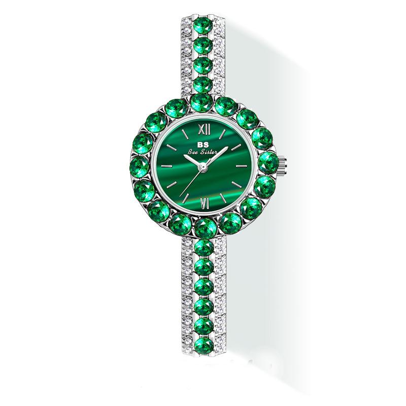 UTHAI Reloj Nuevo para Mujer Impermeable Temperamento Lujo Ligero Retro Pulsera de Malaquita Femenina Reloj de Moda para Señoras Relojes Regalo