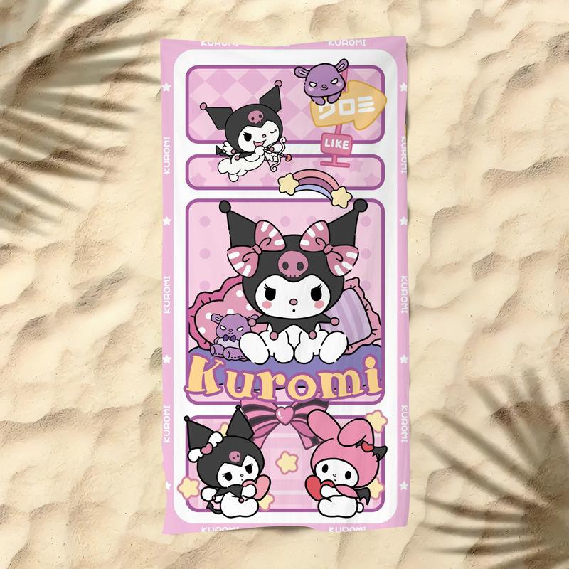 

Sanrio Characters Beach Towel Cute Hello Kitty Kuromi My Melody Cinnamoroll Pochacco Print Quick Dry Microfiber Towel W30*H60(CM)