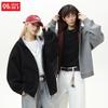 Unisex Oversized Hooded Zip-Up Sweatshirt Vintage Streetwear Casual Pullover Jacket
