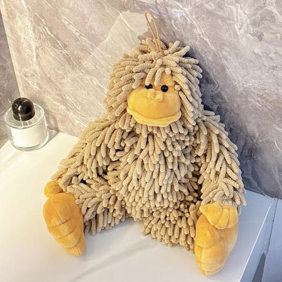 Gorilla Doll Hand Towel Chenille Fuzzy Animal Decorative Towel Absorbent Cute