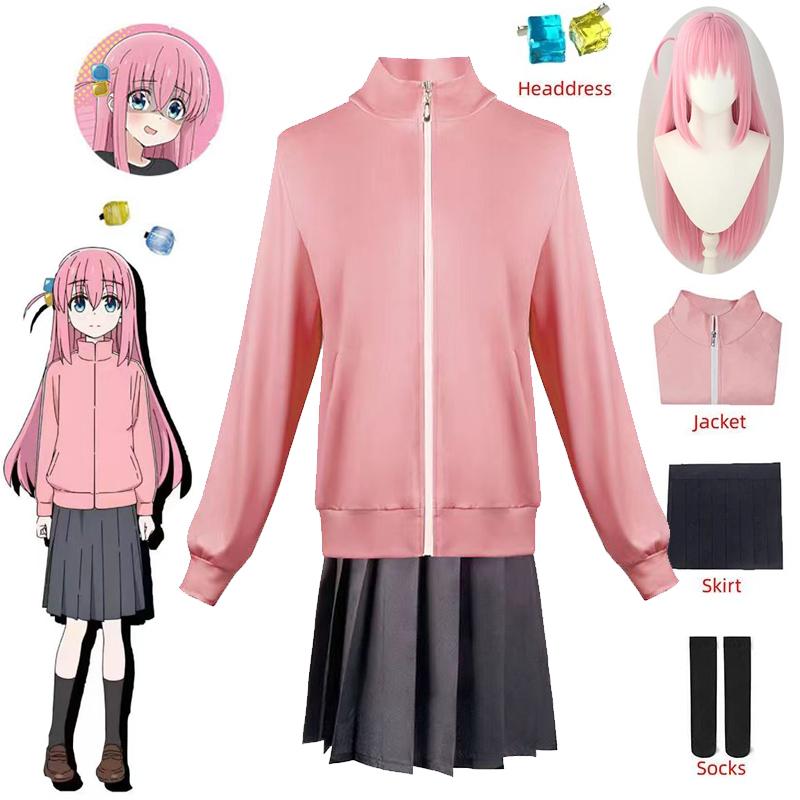 Anime Bocchi the Rock Gotou Hitori Cosplay Kostüm Yamada Ryou Rosa Mantel Rock JK Uniform Halloween Outfits