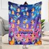 Bluey Halloween Night Personalized Name Blanket Lightweight Customizable Blanket Soft Warm Cozy Suitable for Livingroom Couch Chair Sofa