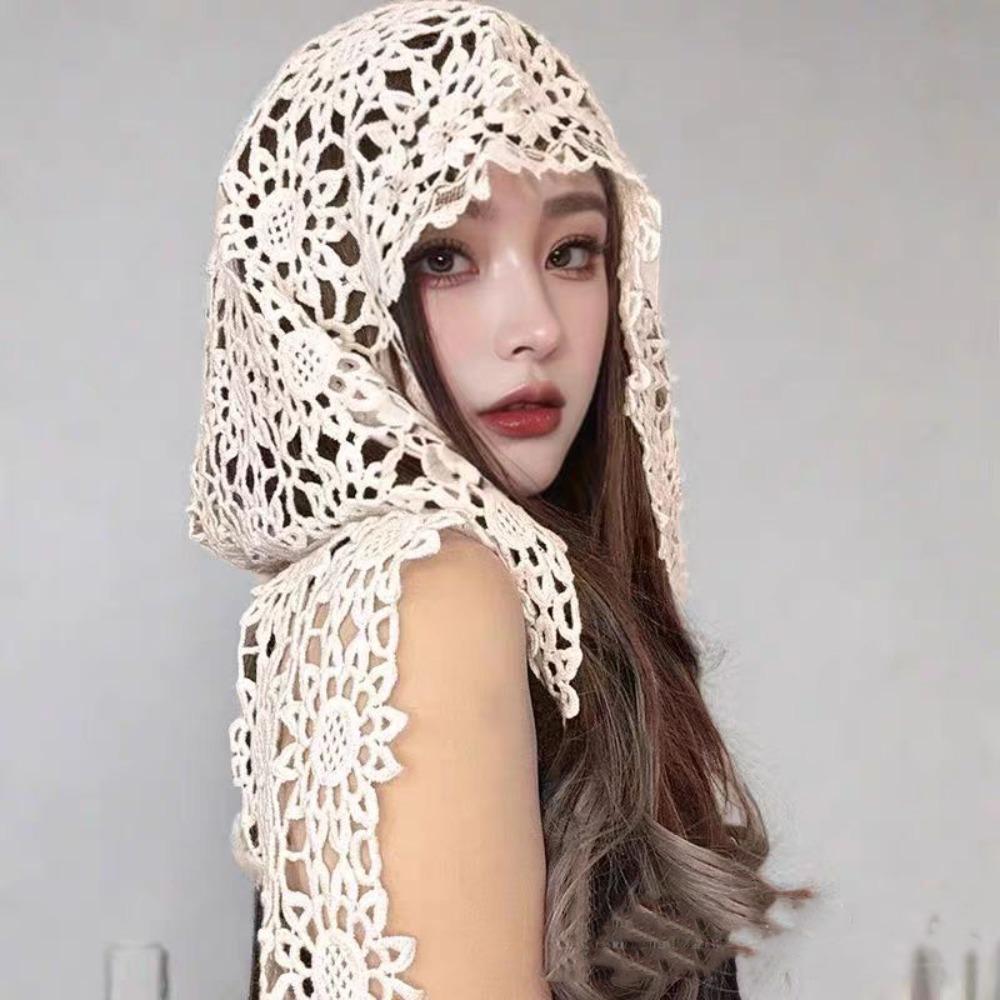 White Lace Scarf Thin Hooded Scarves Retro Blouse Shoulders Fake Collar  Spring