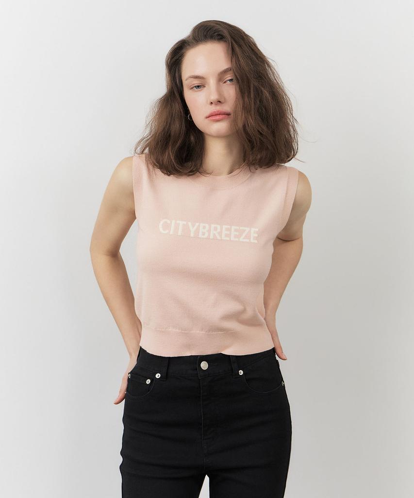 CITYBREEZE City Logo Sleeveless Crop Top_Pink