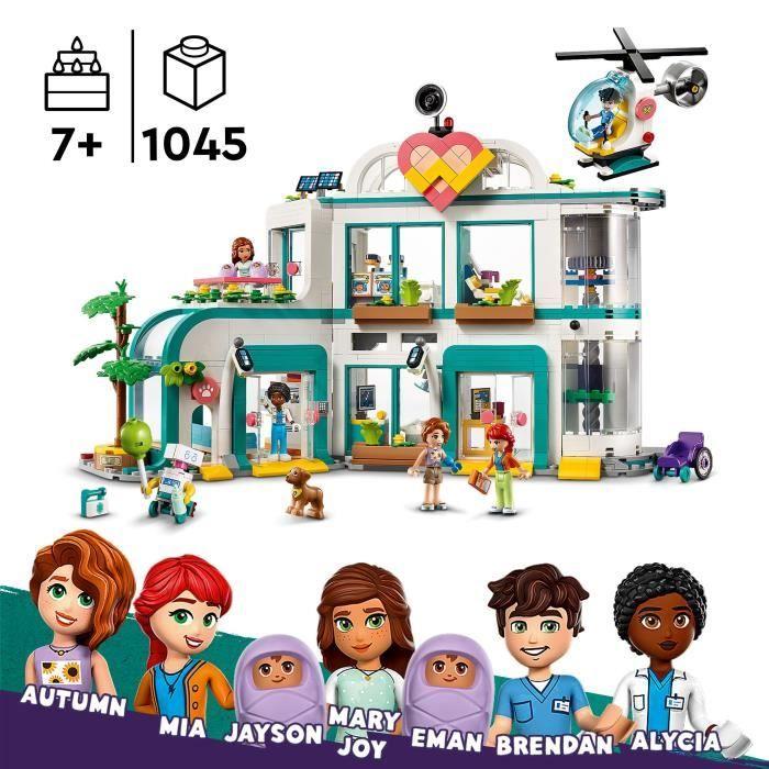 Lego® 42621 friends l’hôpital de heartlake city, jouet avec hélicoptère et figurines incluant autumn et un chien