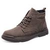 Winter black front strap men's casual solid color round head sewing line winter fashion flat heel Martin boots