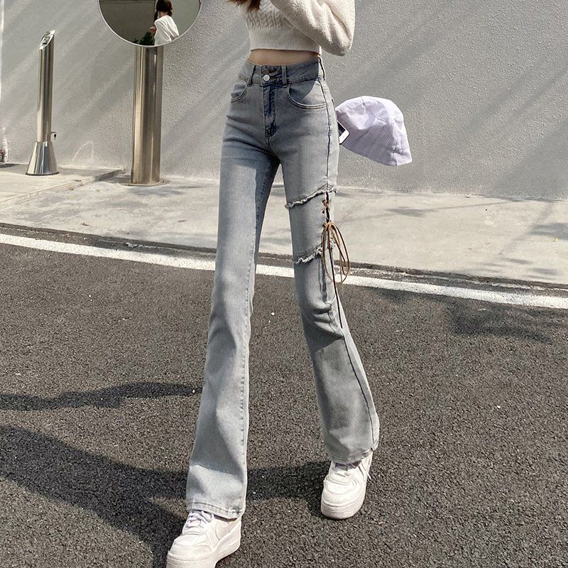 

Острая девушка с уникальным и нишевым дизайном, светло-цветной ремешок, джинсы, женские стрейч, с высокой посадкой, слим-эффект, шик, микро-клеш XL синий