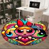 1pc Powerpuff Girls Stained Glass Round Carpet - Anime Design Chair Mat